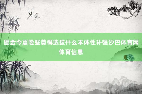 掘金今夏险些莫得选拔什么本体性补强沙巴体育网体育信息